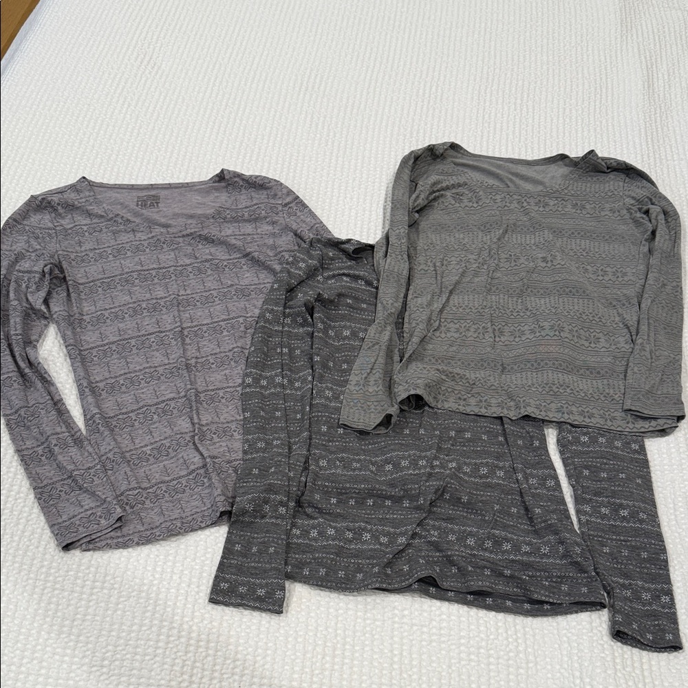 32 Degrees Gray Patterned Long Sleeve Shirts